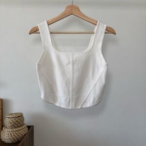 House of Harlow 1960 White Fitted Crop Tank Top